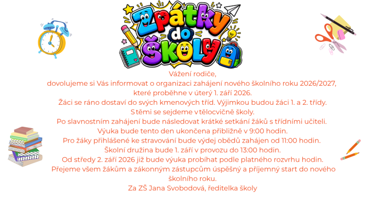 Zahájení školního roku 2026/2027